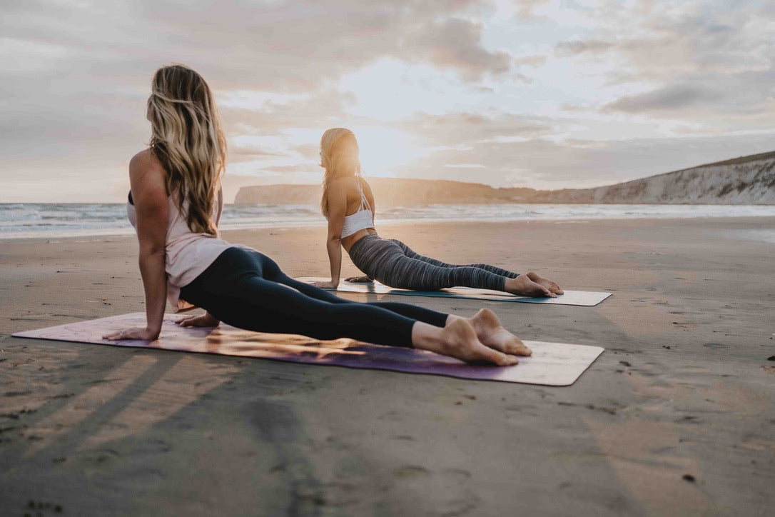 one happy yogi beach yoga mat yoga pose
